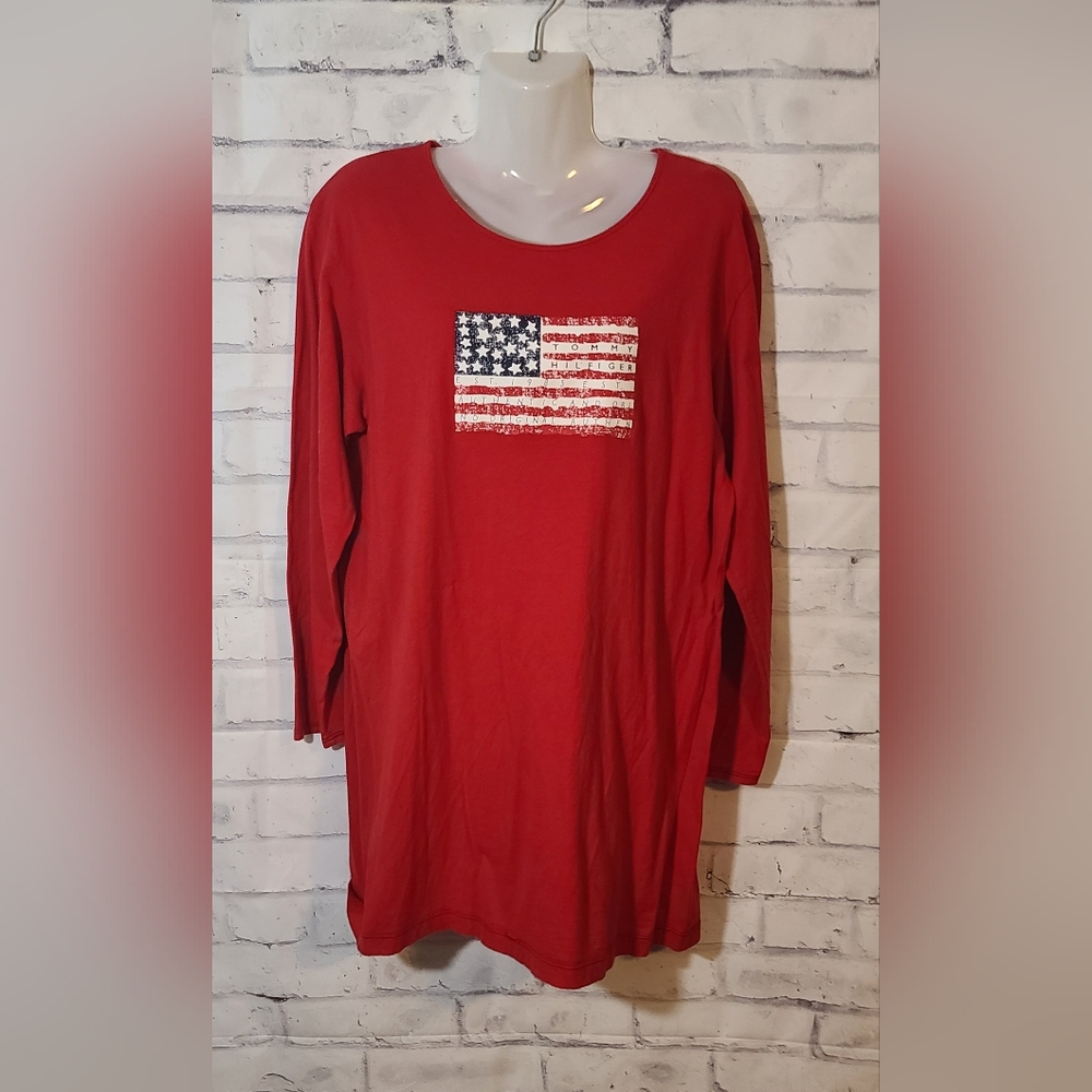 Tommy Hilfiger Patriotic USA American Flag Sleep Shirt Large